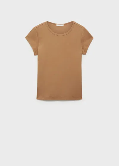Mango Cotton Short Sleeve T-shirt Mustard