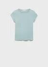Mango Cotton Short Sleeve T-shirt Pastel Green