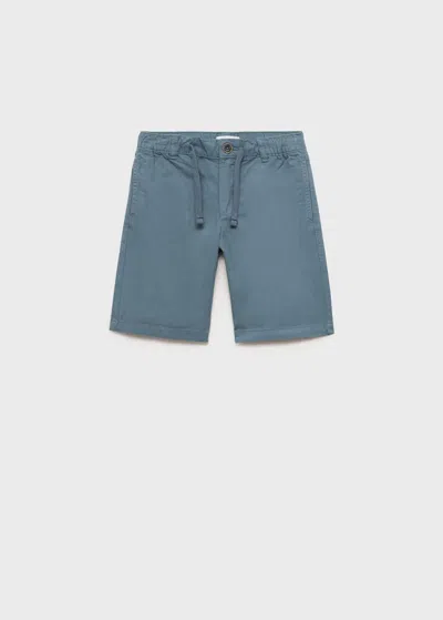 Mango Kids' Cotton Shorts With Drawstring Blue