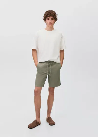 Mango Cotton Shorts With Drawstring In Brown
