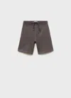 Mango Cotton Shorts With Drawstring Charcoal In Charcoal
