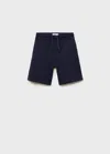 Mango Kids' Cotton Shorts With Drawstring Dark Navy