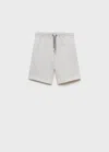 Mango Kids' Cotton Shorts With Drawstring Medium Heather Grey