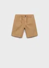Mango Kids' Cotton Shorts With Drawstring Mustard