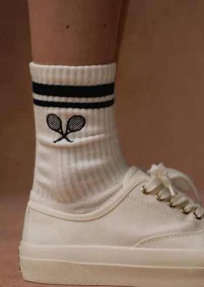 Mango Cotton Socks With Embroidered Detail Dark Navy