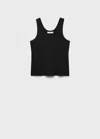 Mango Cotton Strap Top Black
