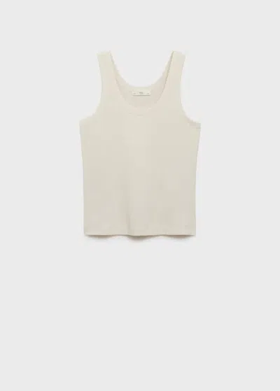 Mango Cotton Strap Top Ecru