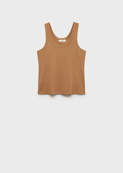 Mango Cotton Strap Top Mustard