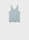 Mango Cotton Strap Top Pastel Green
