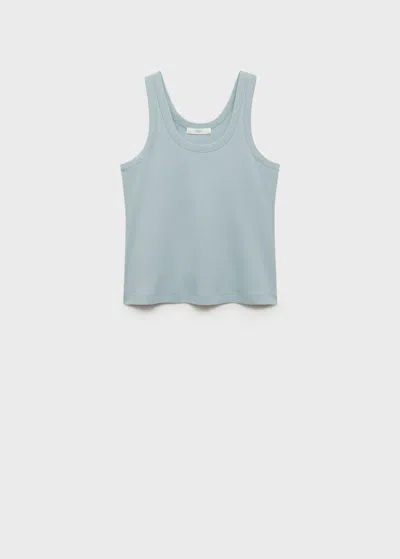 Mango Cotton Strap Top Pastel Green