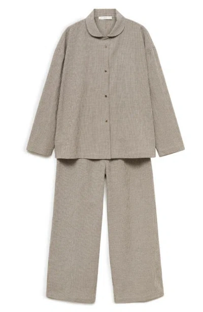 Mango Cotton Stretch Gingham Pajamas In Chocolate