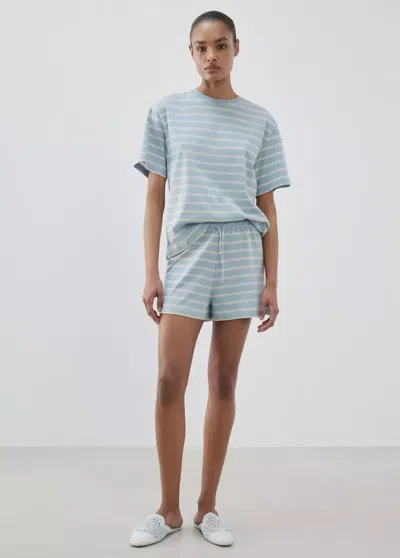 Mango Cotton Striped Pajama Shorts In Blue