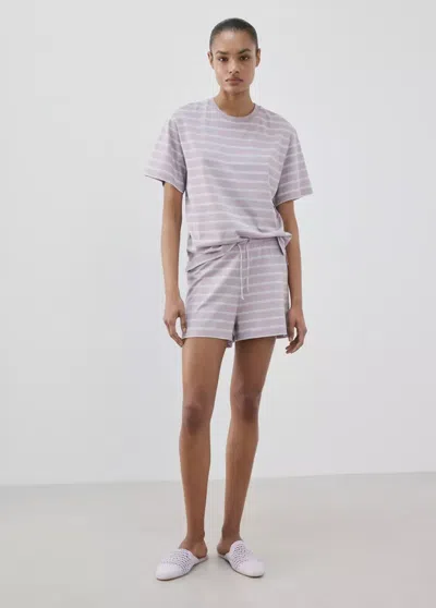 Mango Cotton Striped Pajama Shorts In Multi