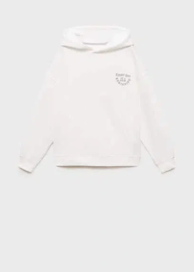 Mango Kids' Cotton Sweatshirt With Printed Message Off White