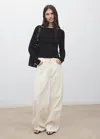 Mango T-shirt Coton Poignets Boutonnés Noir - Femme - Xl -  In Black