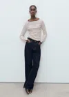 Mango T-shirt Coton Poignets Boutonnés Bordeaux - Femme - Xl -  In Multi