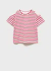 Mango Kids' Cotton T-shirt With Shoulder Opening Red