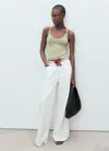 Mango Cotton Top With Straps Khaki