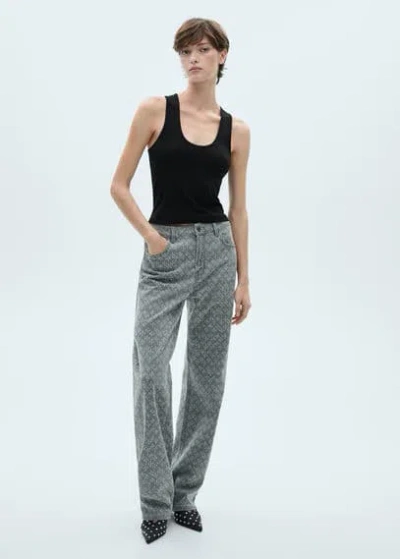 Mango Cotton Top With Wide Straps In Noir