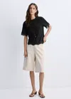 Mango Cotton T-shirt With Openwork Embroidered Detail In Black