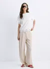 Mango Cotton T-shirt With Openwork Embroidered Detail In White