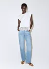 Mango Cotton T-shirt With Openwork Embroidery In White