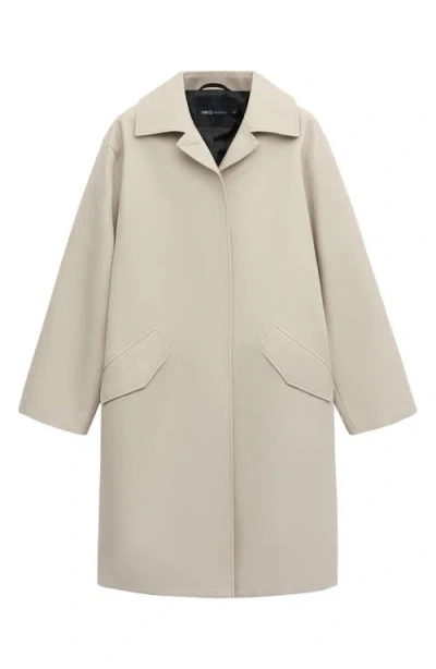 Mango Cotton Twill Trench Coat In Gray