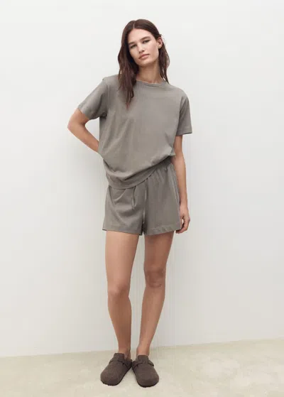 Mango Pyjama Deux Pièces Coton,manches Courtes Marron Moyen - Femme - Xl -  In Brown