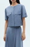 Mango Women's Chest Pocket Cotton Blouse In Blue