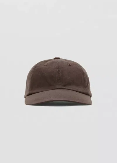 Mango Cotton Visor Cap In Brown