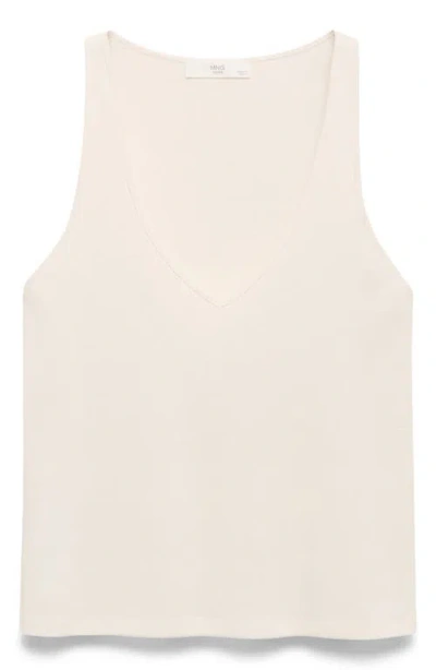 Mango Cotton V-neck Pajama Tank In Neutral