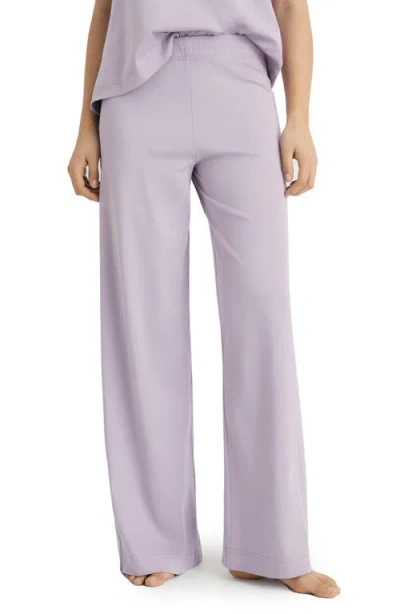 Mango Cotton Wide Leg Pajama Pants In Lavender