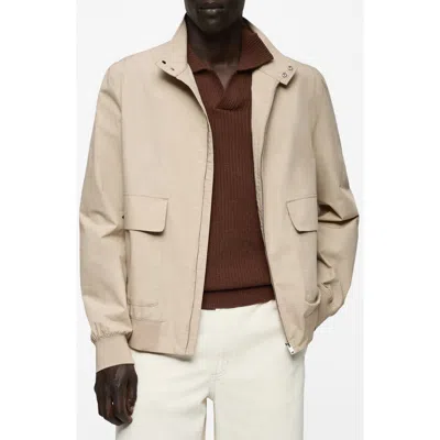Mango Cotton Zip-up Jacket In Neutral