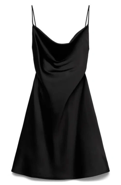 Mango Cowl Neck Dress In Black