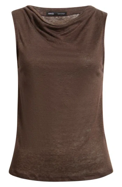 Mango Cowl Neck Linen Tank In Animal Print