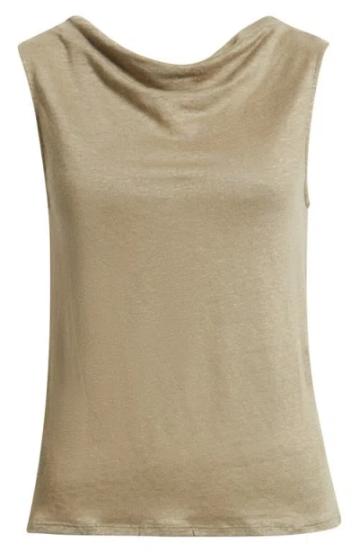 Mango Cowl Neck Linen Tank In Animal Print