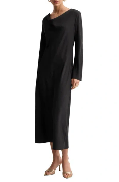 Mango Cowl Neck Long Sleeve Dress In Black