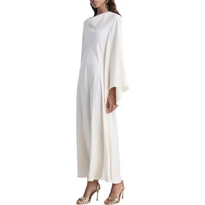 Mango Cowl Neck Long Sleve Satin Maxi Dress In Off White