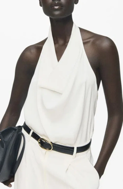 Mango Cowl Neck Satin Halter Top In Animal Print