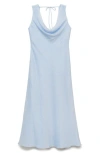 Mango Cowl Neck Sleeveless Dress In Blue