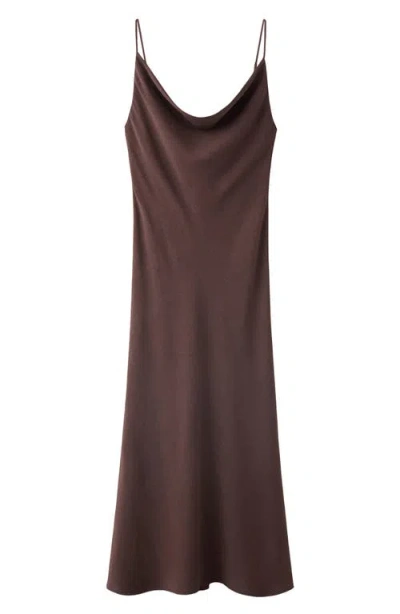 Mango Cowl Neck Slipdress In Brown