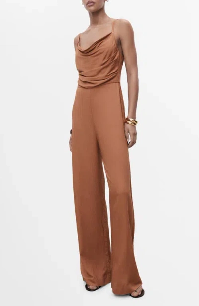 MANGO MANGO COWL NECK WIDE LEG JUMPSUIT