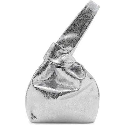 Mango Crackled Metallic Handbag In Silver