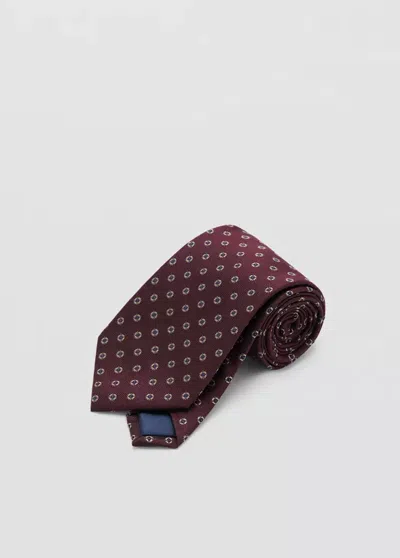 Mango Cravate Soie Imprimée In Burgundy