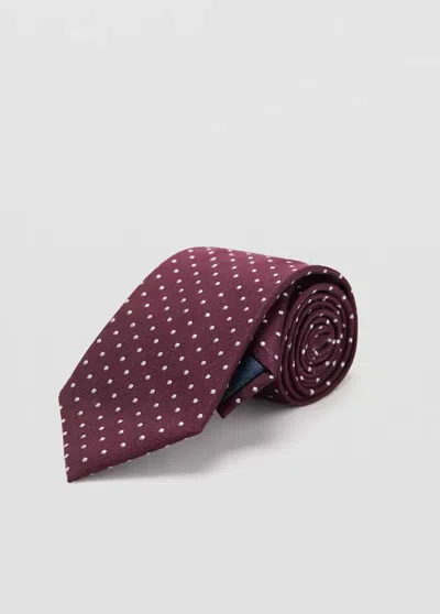 Mango Cravate Soie Pois In Burgundy
