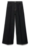 Mango Creased High Waist Wide Leg Jeans In Open Blue