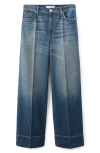Mango Creased Straight Leg Jeans In Blue