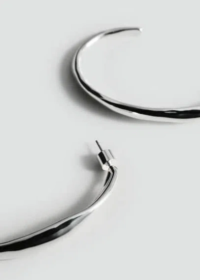 Mango Twisted Hoop Earrings Silver