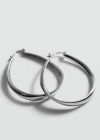 Mango Oval Hoop Earrings Silver In Argent