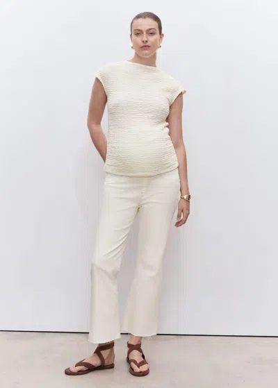 Mango Crepe Cotton Maternity Top Off White